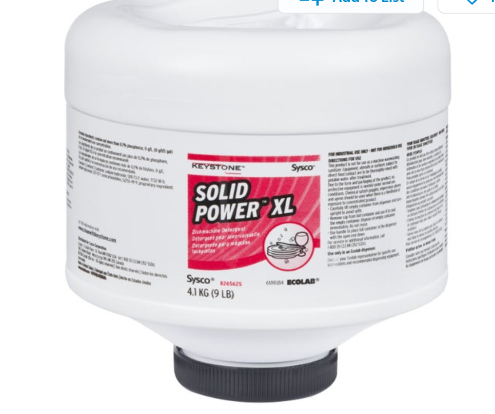 KEYSTONE SOLID POWER XL (Dish Machine Detergent)